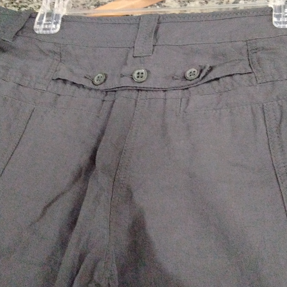 Black Casual Pants Side Pockets &Back Belt W18 L32 R13 Linen - Picture 2 of 4